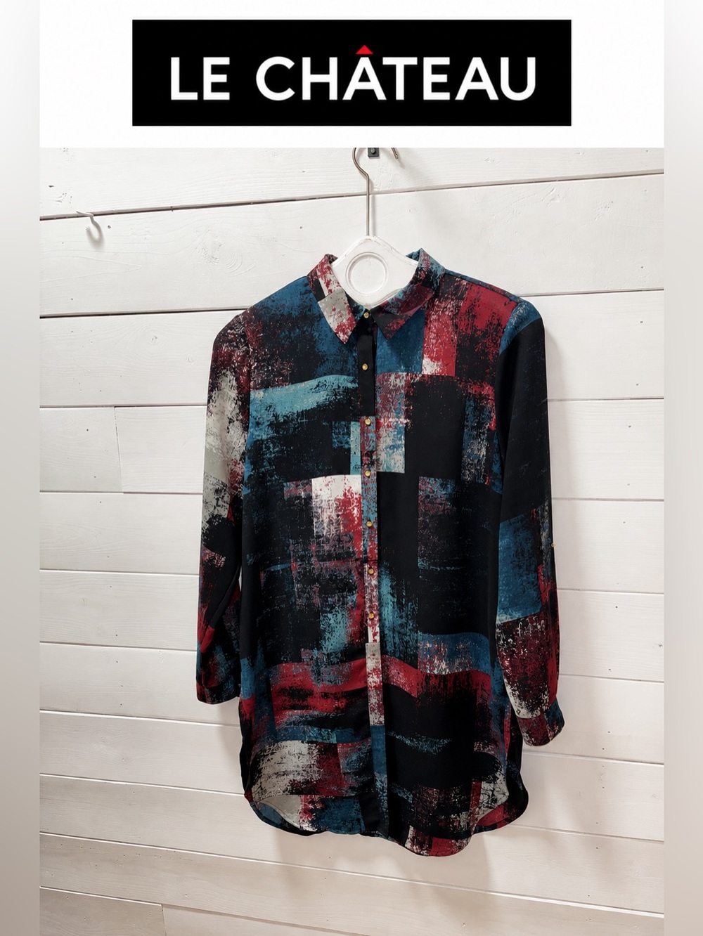 Le Château Abstract Print High-Low Tunic – Estimated Size L